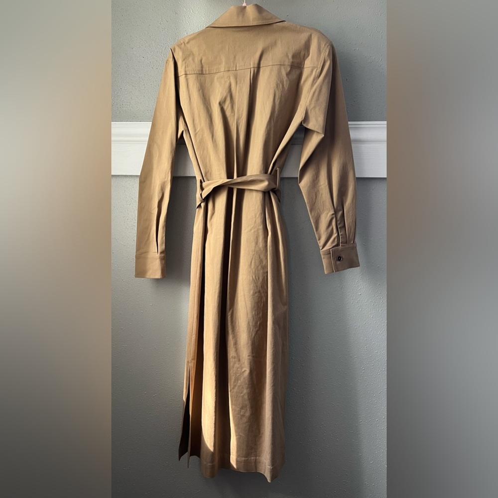 New REJINA PYO Madison Belted Pleated Gabardine Midi Trench Dress Size Small - Picture 5 of 11
